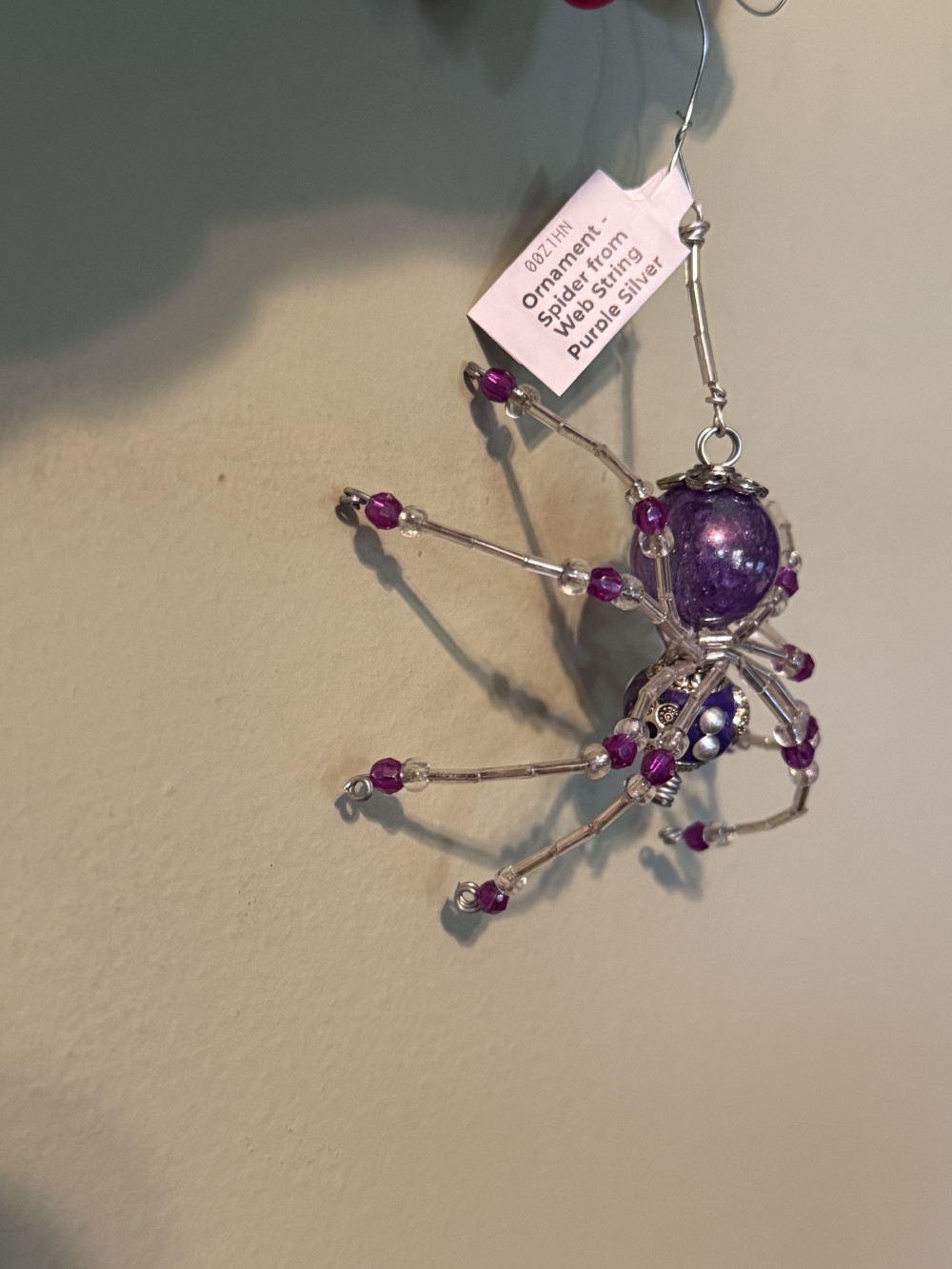 Ornament -  Spider L from Web String Purple Silver