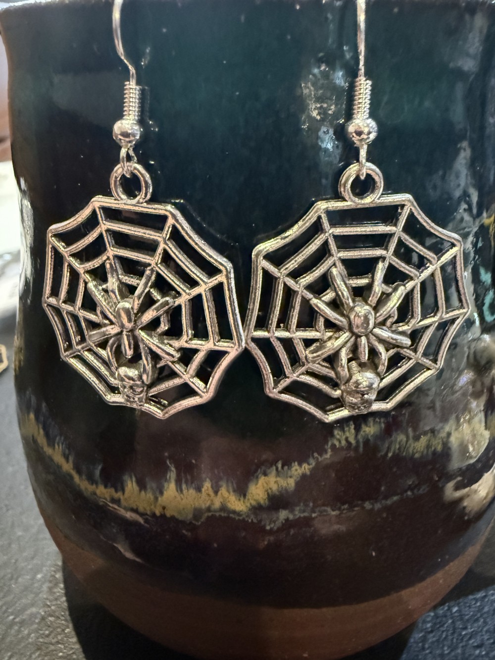 Earrings - Spider on Web