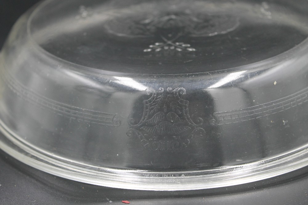 Vtg Glasbake depression glass lid/baking dish