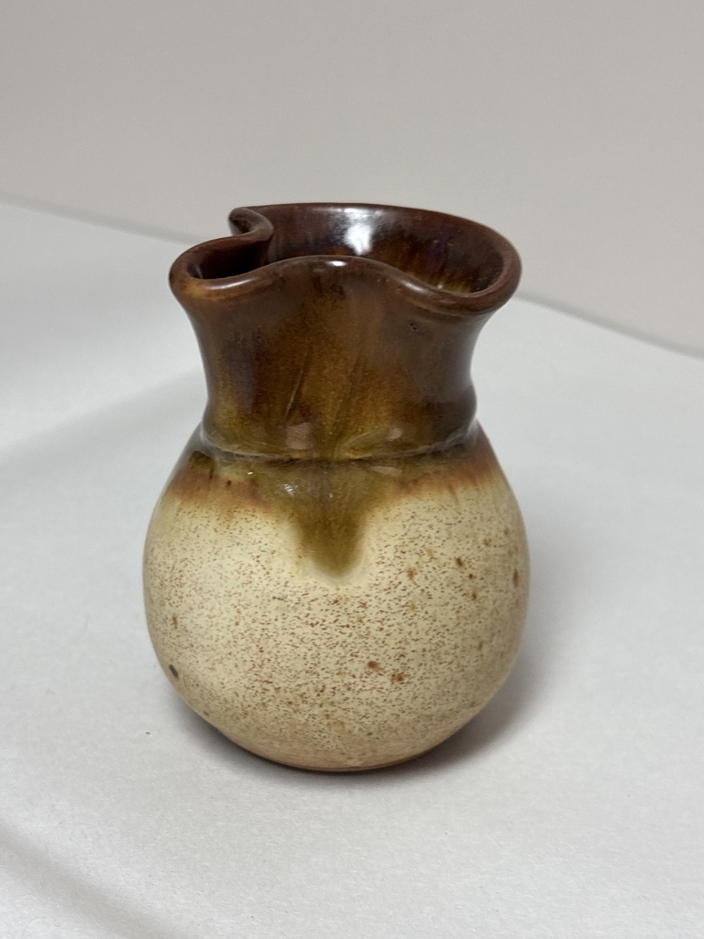 Studio Pottery Drip Glaze Creamer Signed ~4 inch H x 2.5 inch W