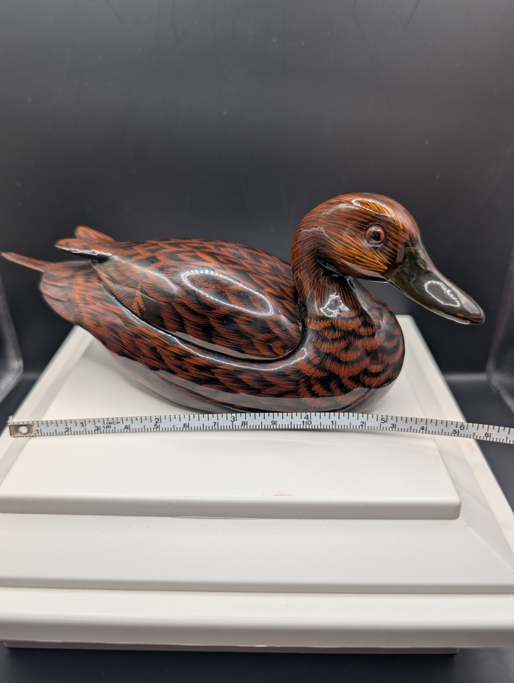 Wooden hand-painted duck trinket box