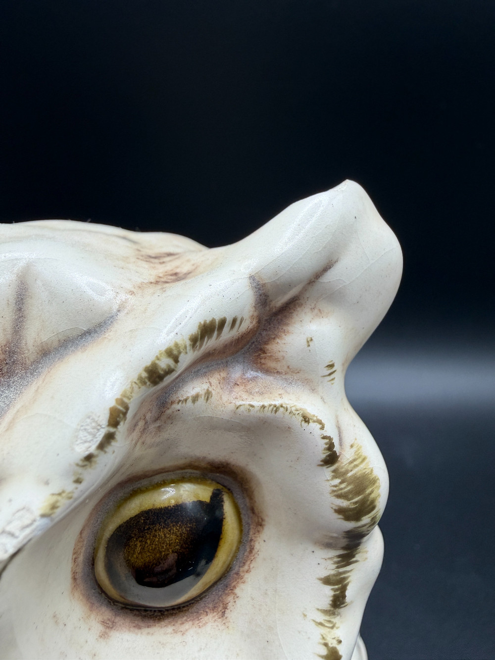 Vintage 1960s Ceramic Big-Eye Owl Figurine As Is