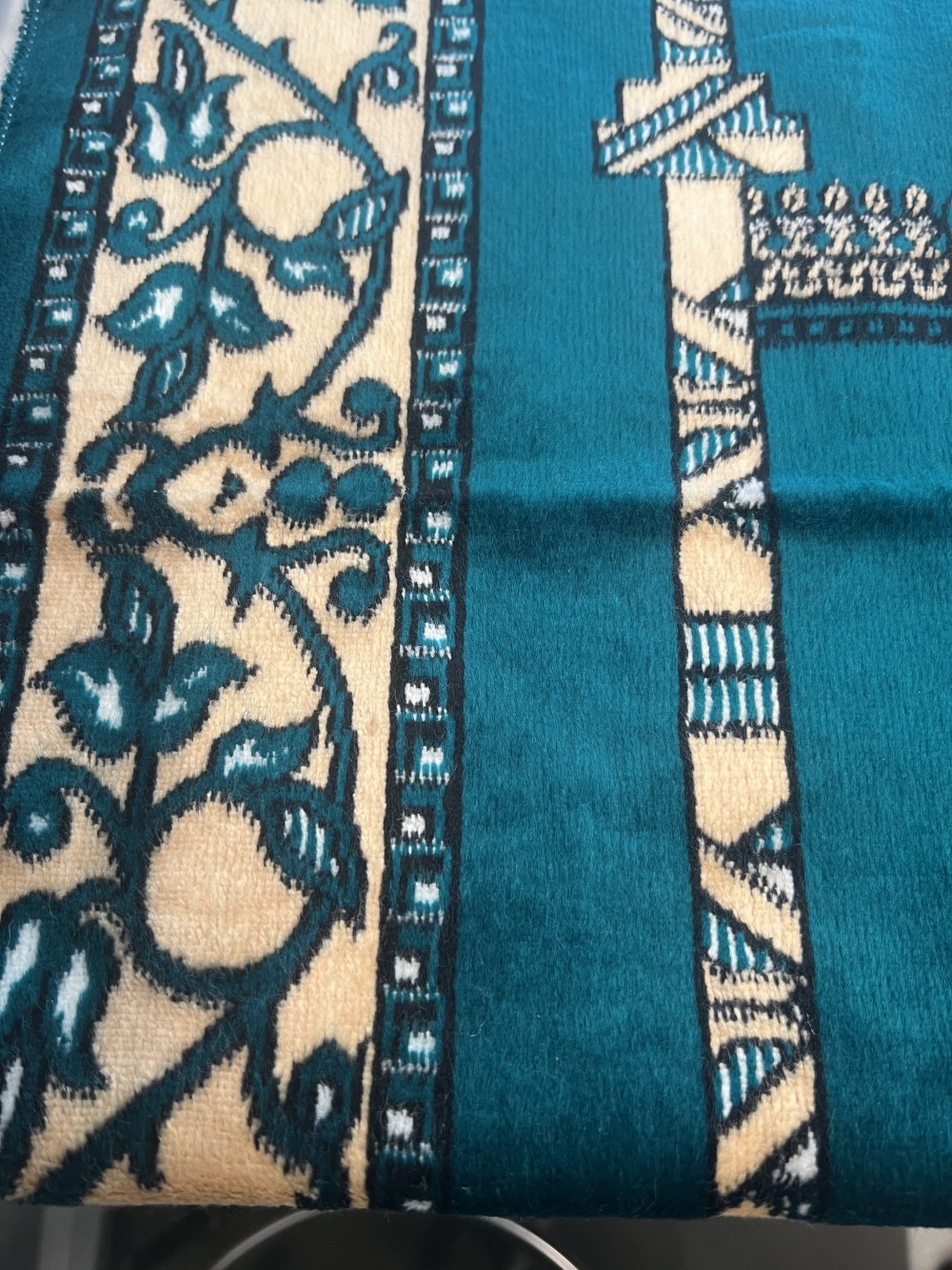 Vintage Islamic Prayer Rug with Mosque Design