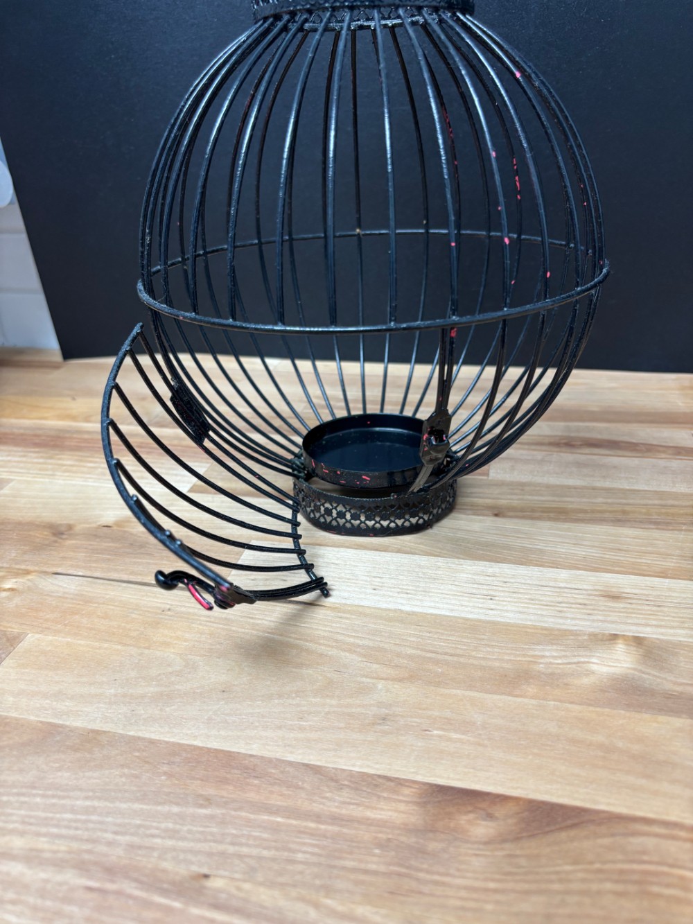Black Metal Birdcage Candle Lantern Votive Holder Hanging Tabletop Decor