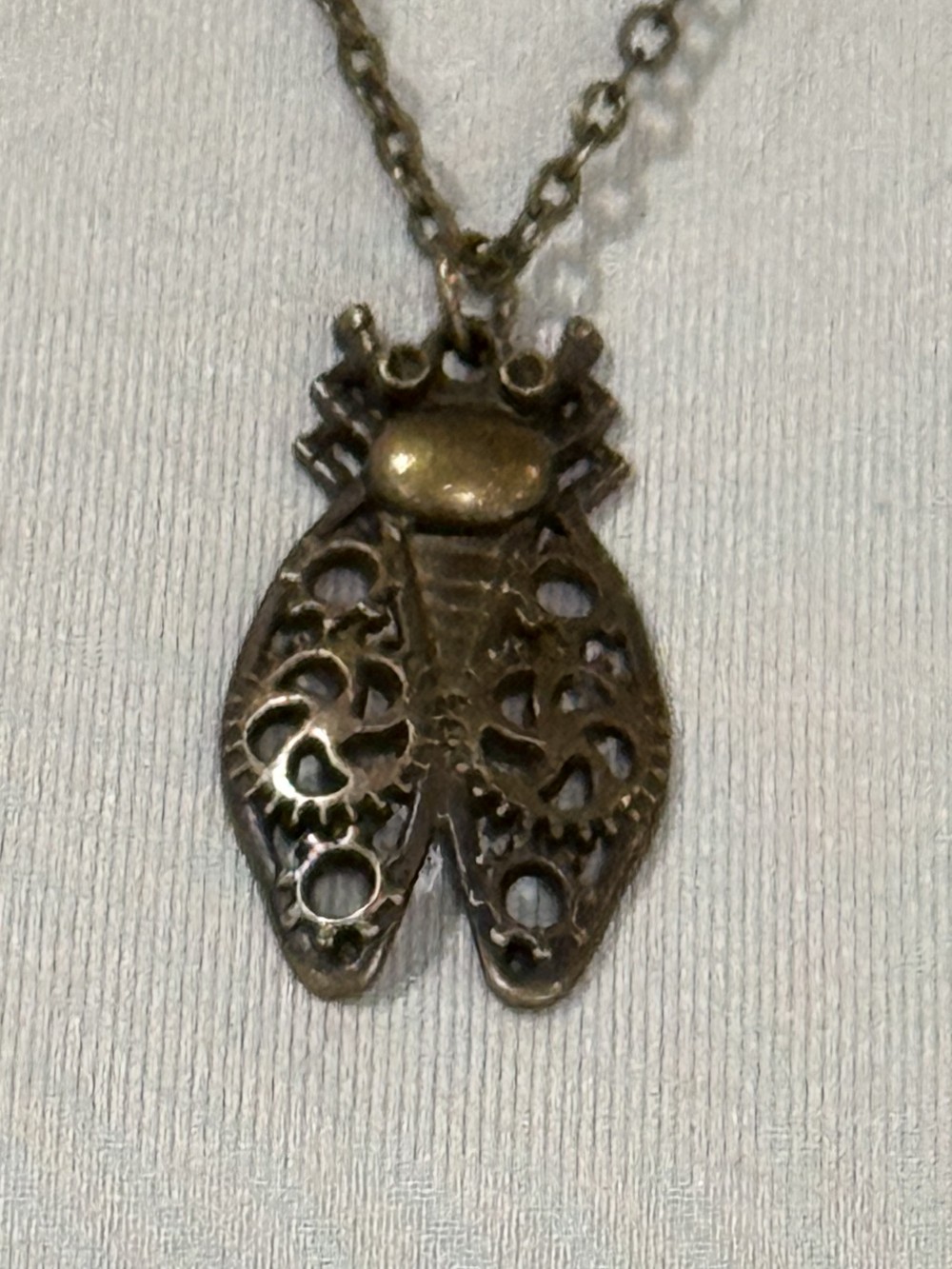 Pendant Necklace - Steampunk Insect in Bronze, Fly