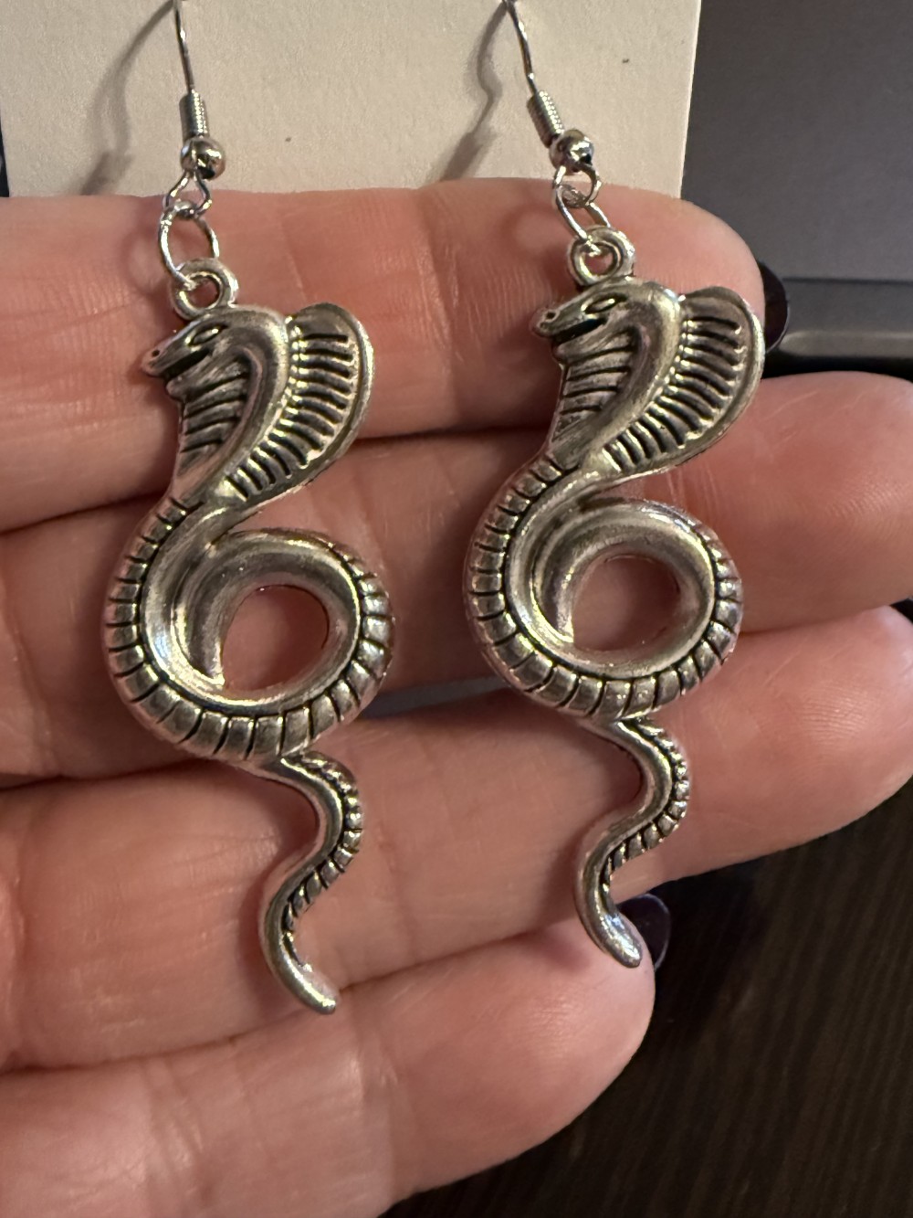Earrings - Cobra Large in Silver Snake, Serpent, Snakes, Serpents