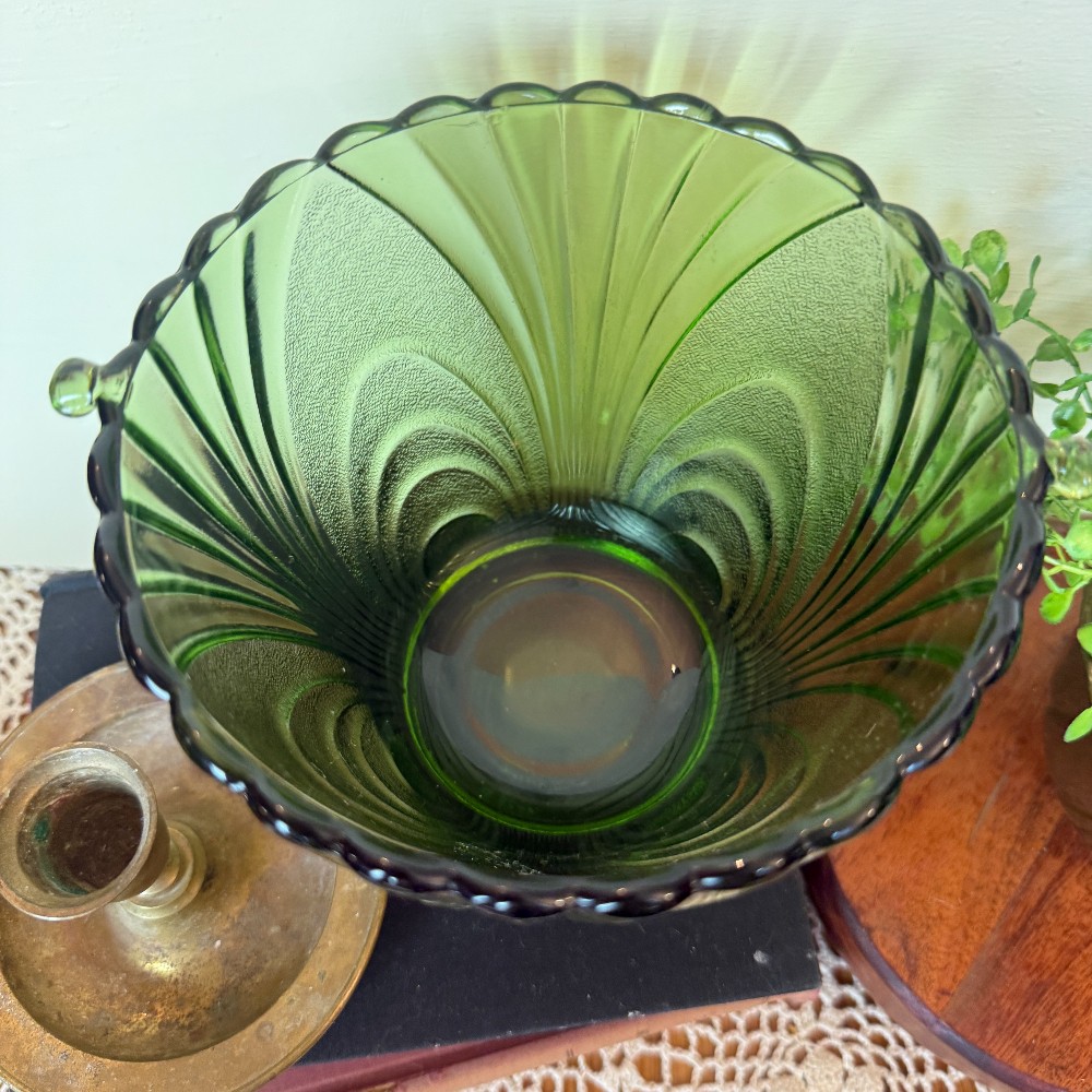 Brockway Nouveau Green Glass Ice Bucket