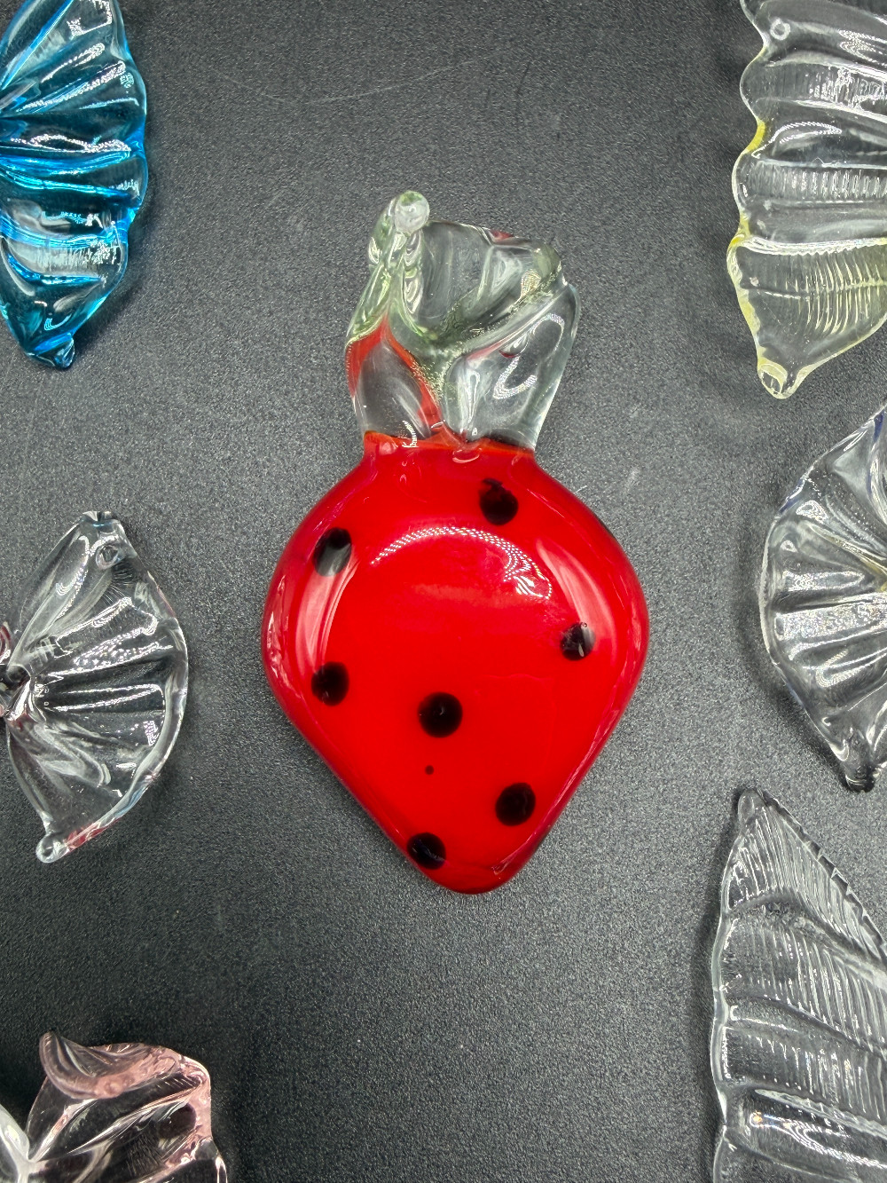Murano Style Blown Glass Candy Vintage Figurines - 7 Piece Decorative Lot