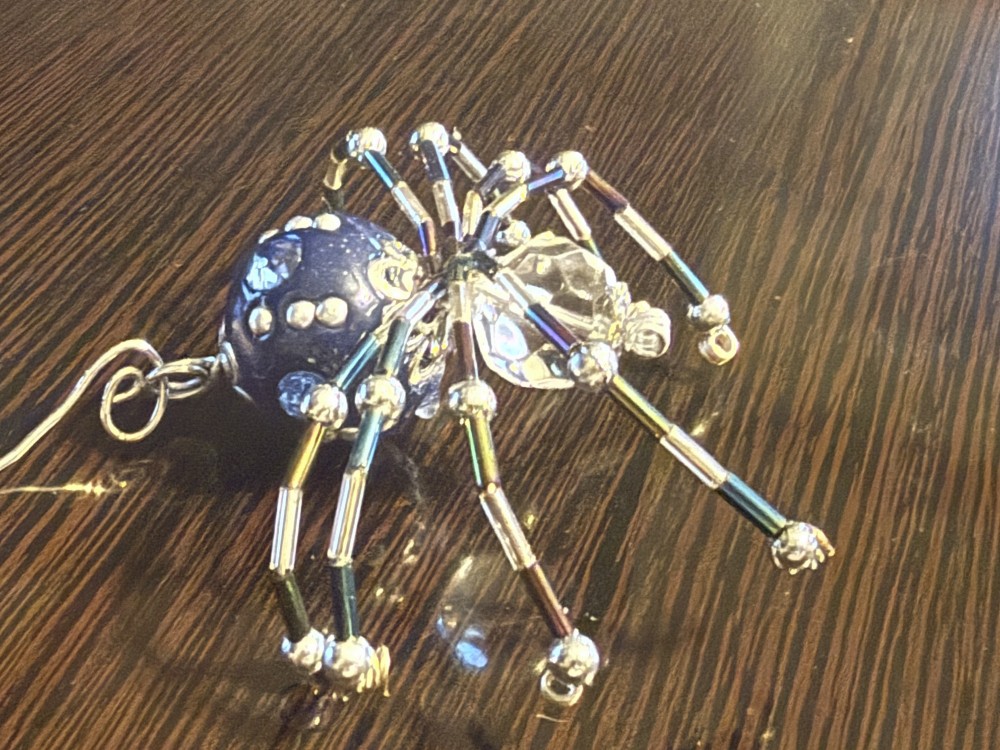 Ornament Spider M Blue Silver Clear