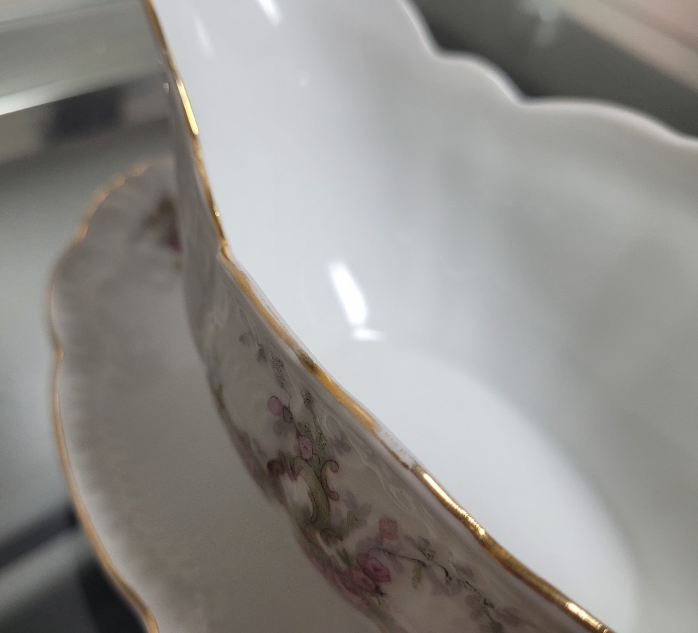 VTG ZS and Co Orleans gravy boat pink roses