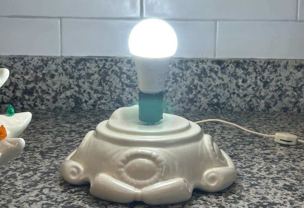 Vintage Extra Large Ceramic Christmas Tree | 24” White Glazed Atlantic Mold Style | Retro Tabletop #VintageChristmas #CeramicChristmasTree #MidCenturyChristmas #VintageHoliday #OriginalWiring