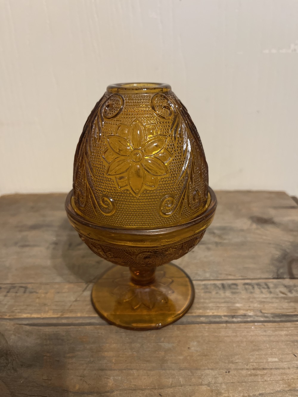 Vtg Indiana Glass Tiara Amber Fairy Lamp