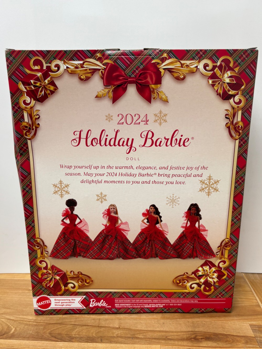 2024 Holiday Barbie Signature Brunette Red Plaid Gown Christmas Doll Mattel HRM67 NIB
