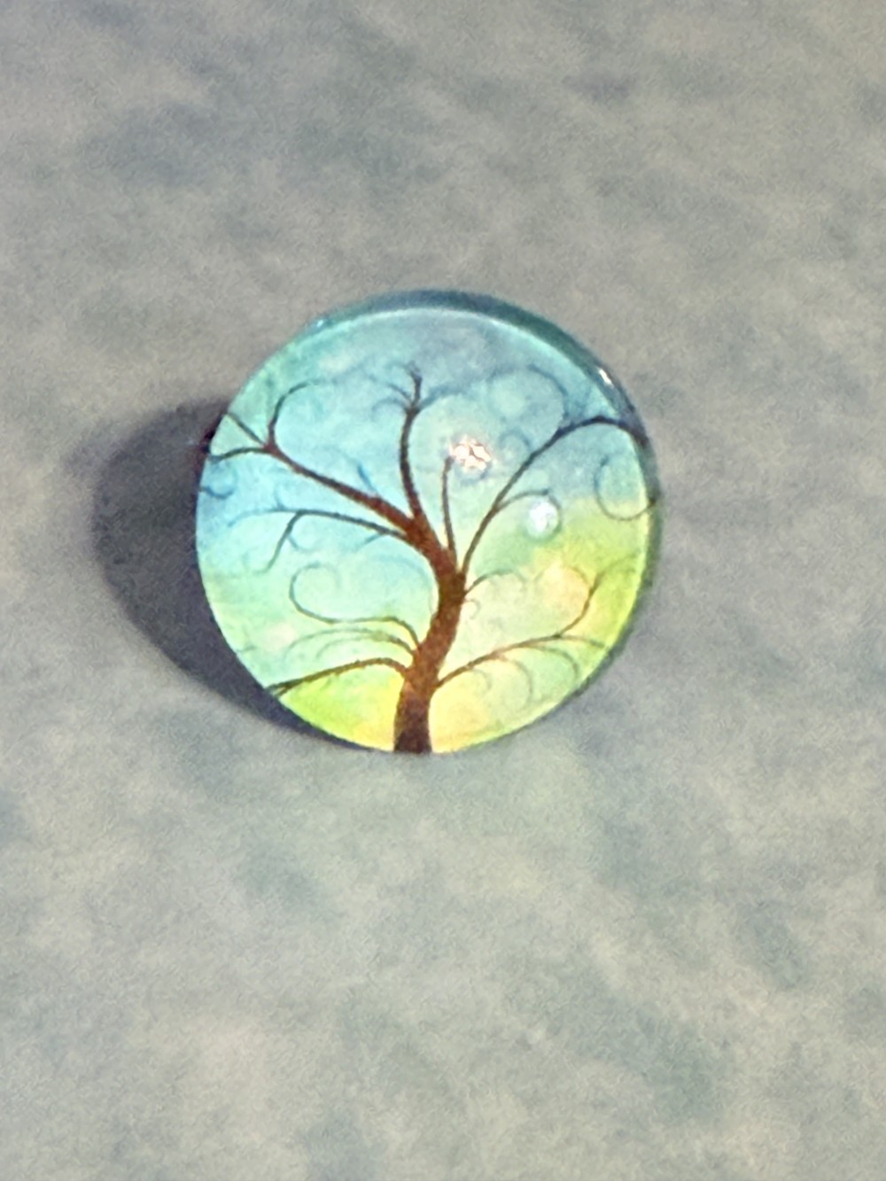 Adjustable Ring - Tree of Life Brown Tree Blue Background
