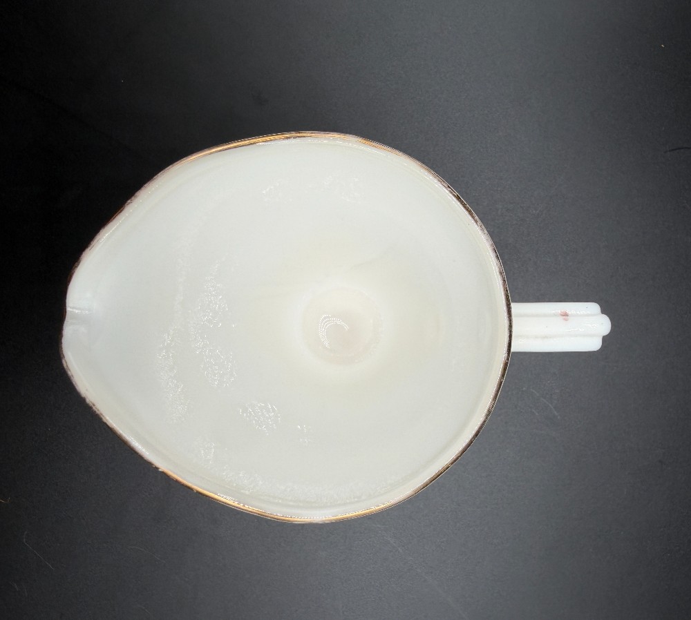 Vintage Fire-King Golden Shell Milk Glass Creamer – Anchor Hocking 22K Gold Trim Swirl