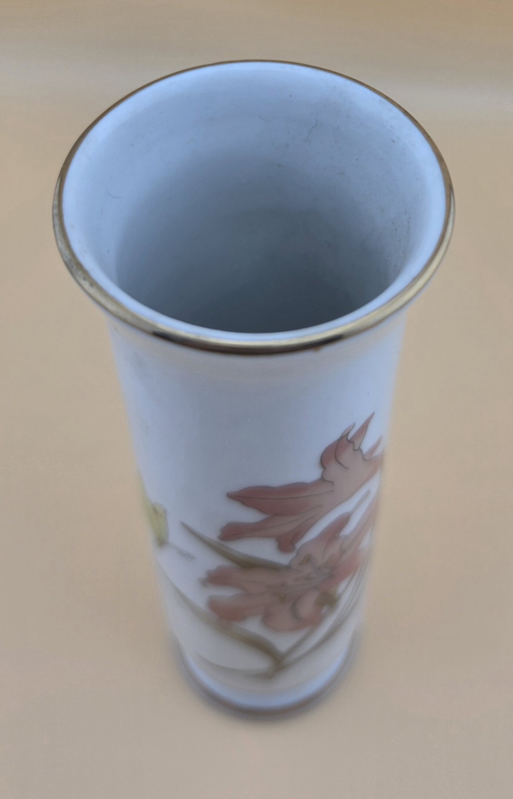 VTG Japanese Bud Vase Butterfly and Lillies