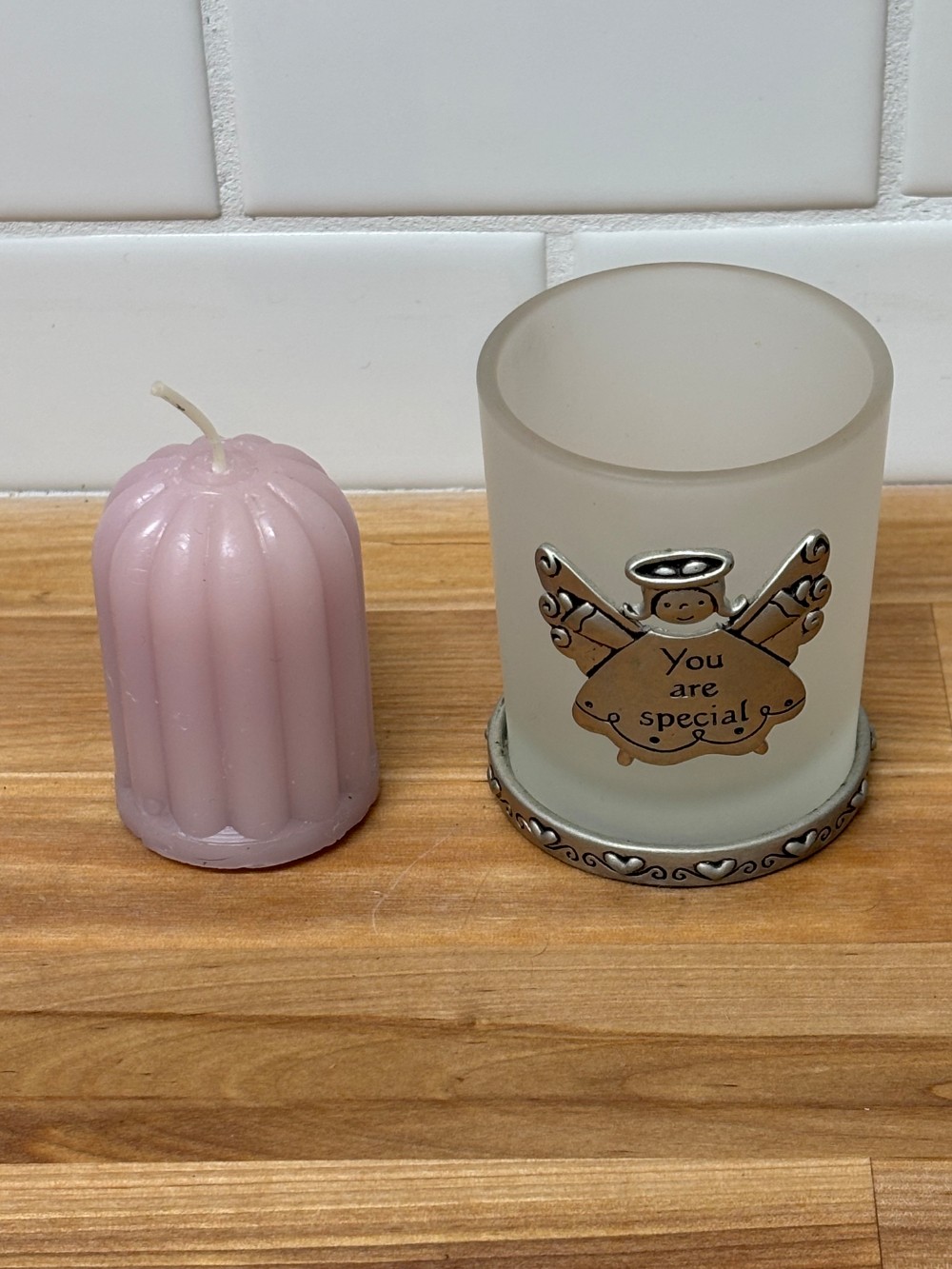 Votive Candle Holder Ganz Frosted Glass Angel 