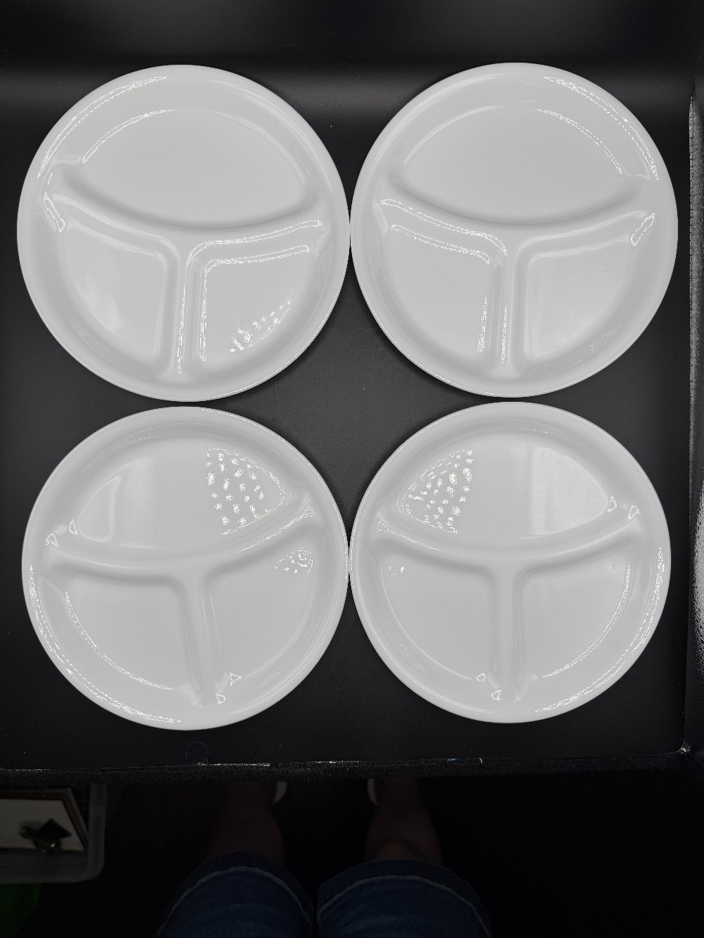 Set of 4 Vintage Corelle Winter Frost White Divided Lunch Plates 8.5 Inch