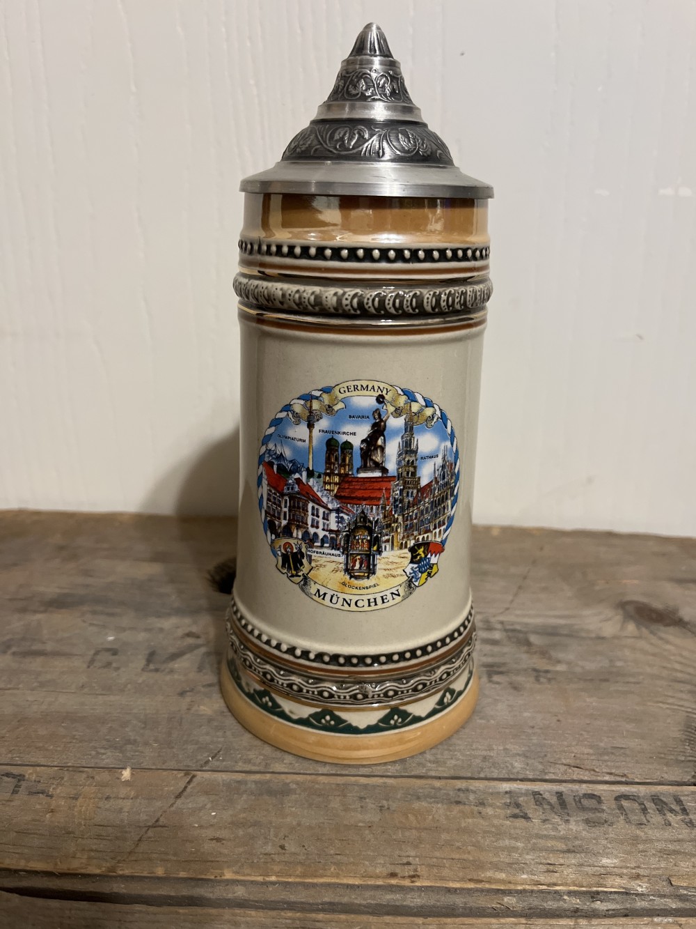German Munich beer stein-pewter lid