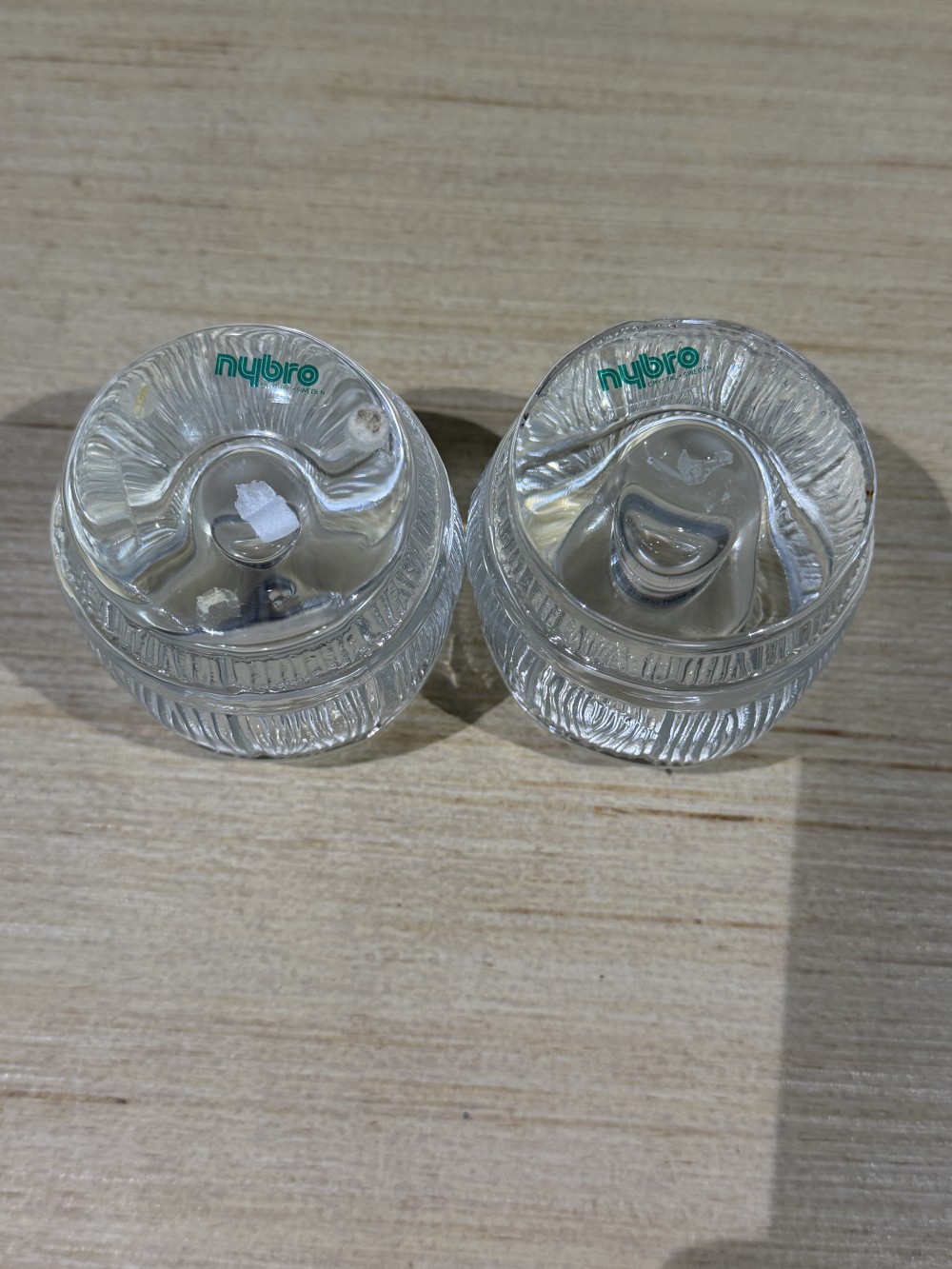VTG Nybro Sweden Ribbed Glass Candle Holders, Pair — 3”