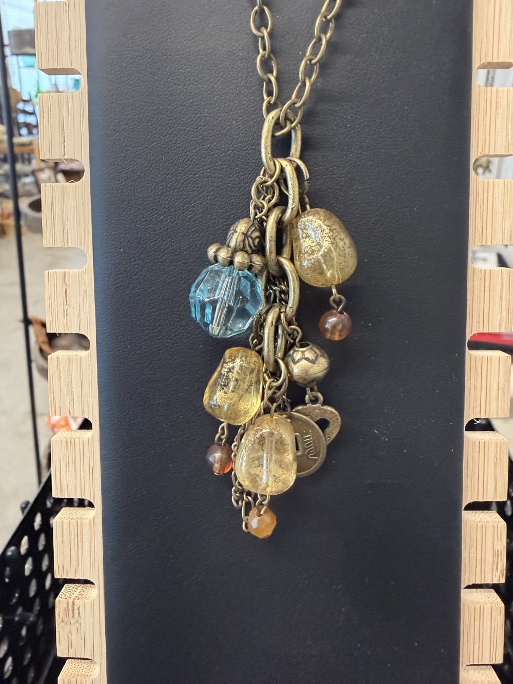 Bronze Jeweled PEndant Necklace