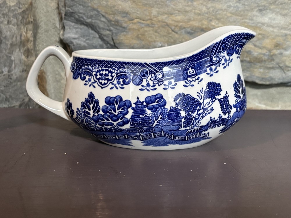 Vintage Gravy Boat Woods Ware Blue Willow by Wood & Sons England