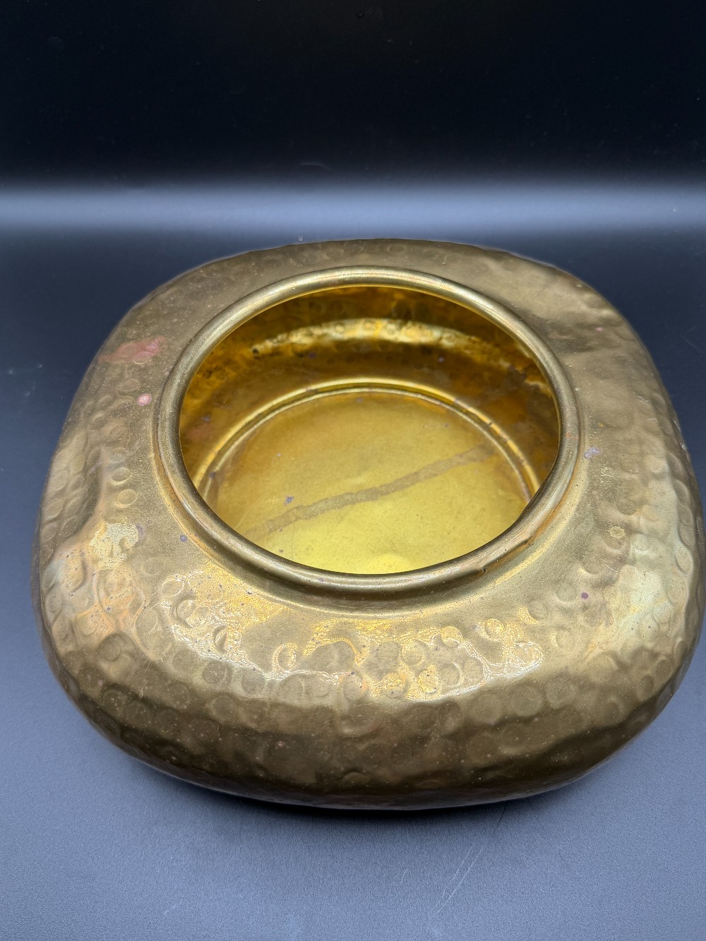 MCM Hammered Brass Square Shaped Planter Pot MCM