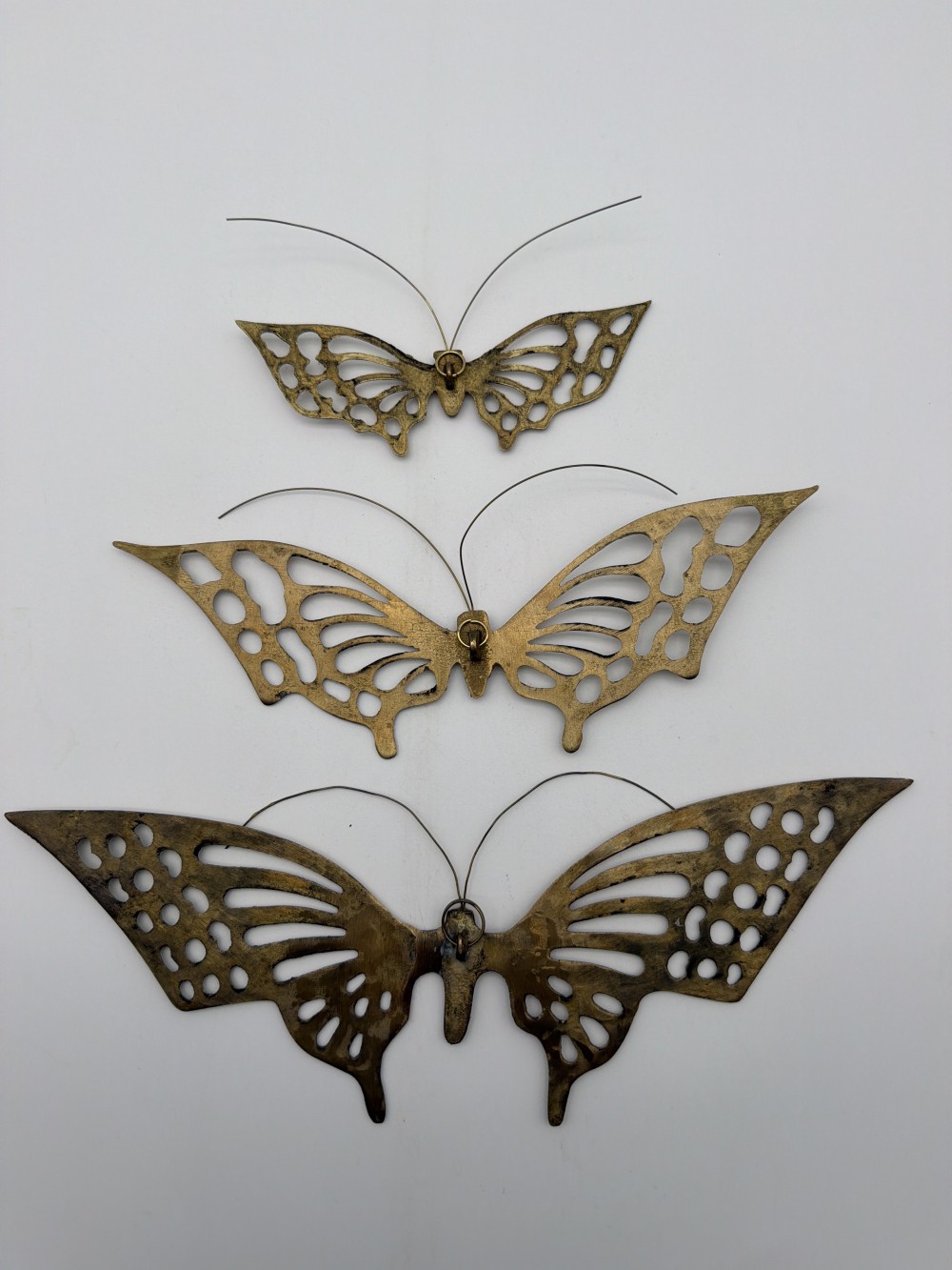 Set of 3 Vintage Brass Butterflies