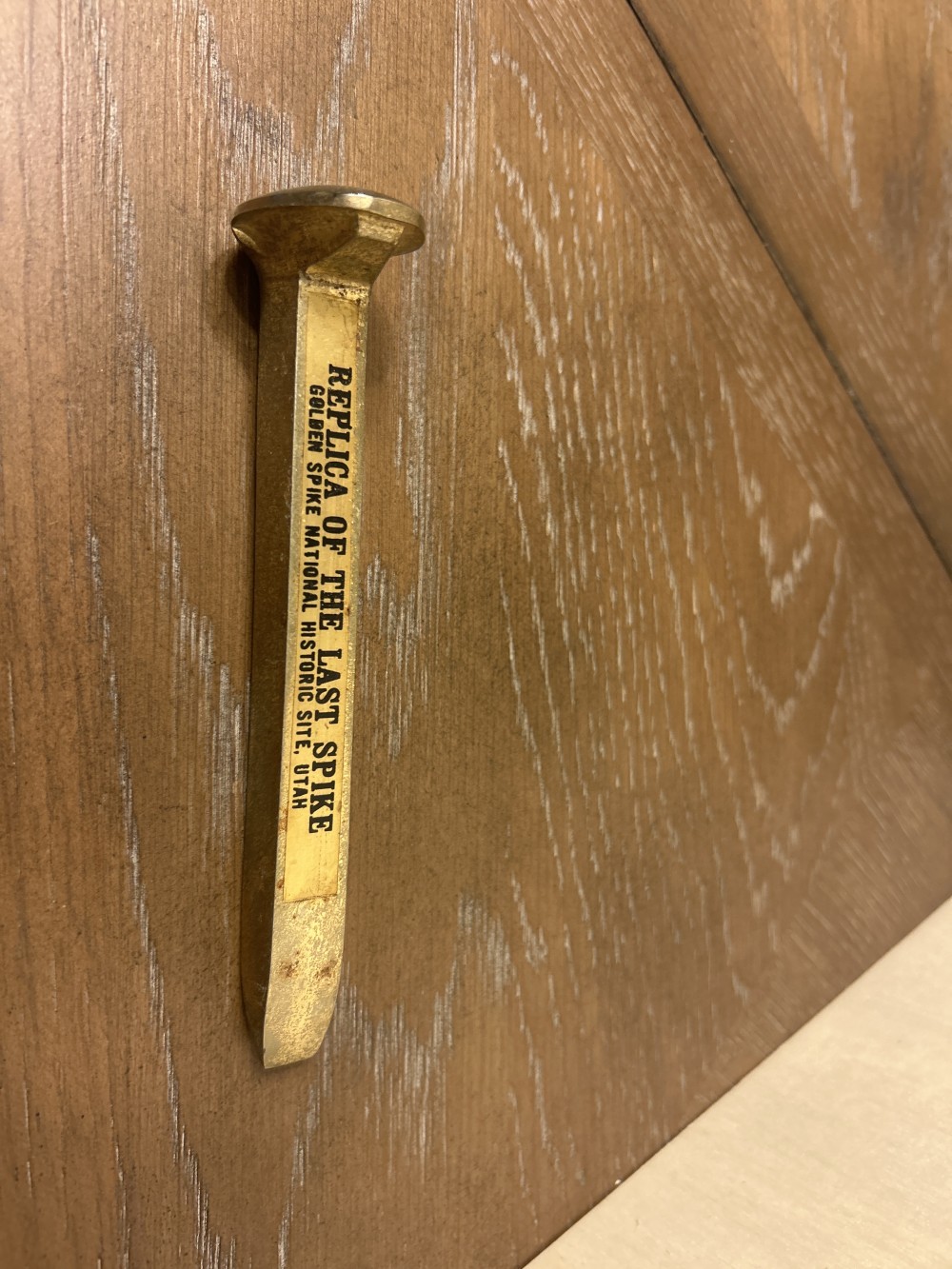 Replica of the Last Spike from Golden Spike National Historic Site Utah