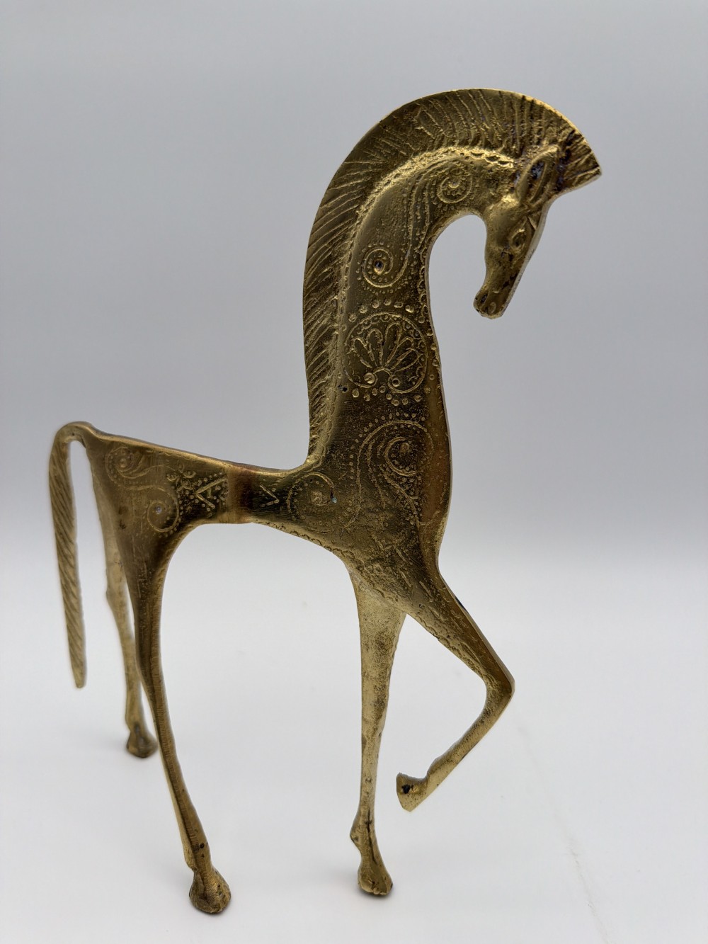 Vintage Brass Etruscan Horse Sculpture