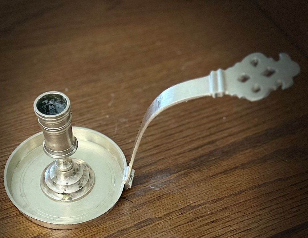 VTG Solid Brass CandleStick Holder & Filigree Handle