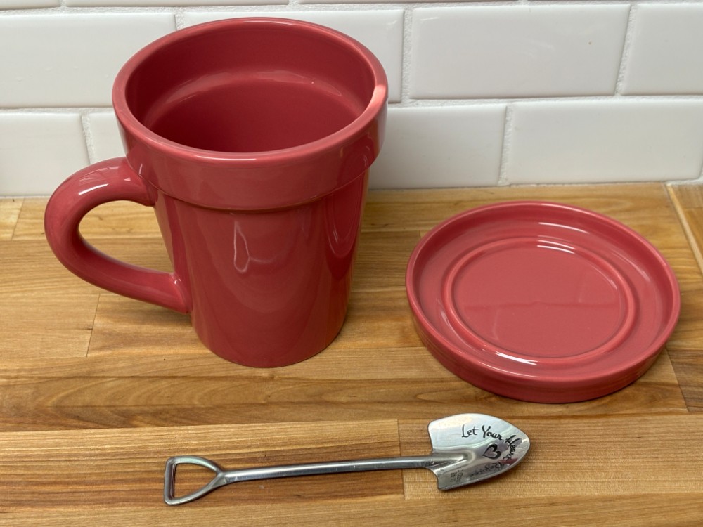 Mug Flower Pot Ceramic Gift Set Divinity Boutique God's Love Grows Here Shovel Spoon