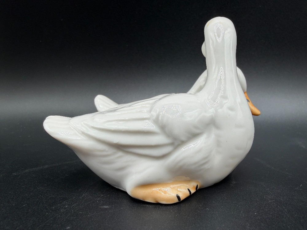 White Ceramic Duck Couple Vintage Figurine – Retro Country Kitchen Cottagecore Decor