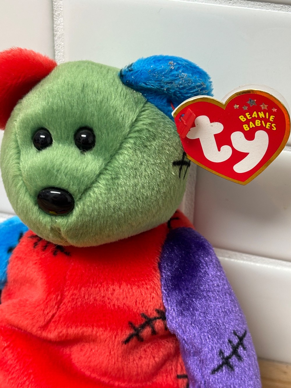 Beanie Baby Ty Frankenteddy Halloween Bear Plush 2001 MWMT
