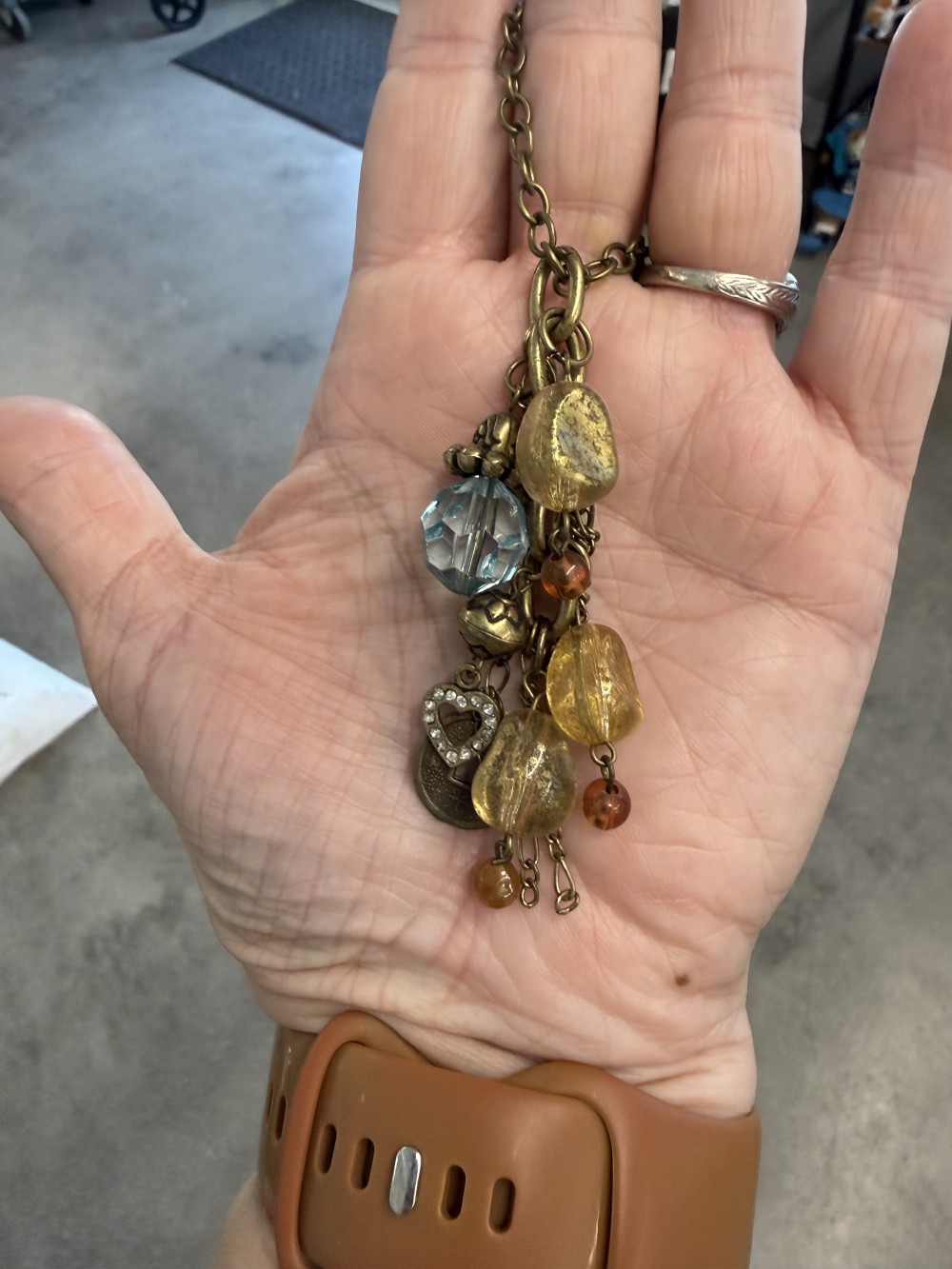 Bronze Jeweled PEndant Necklace