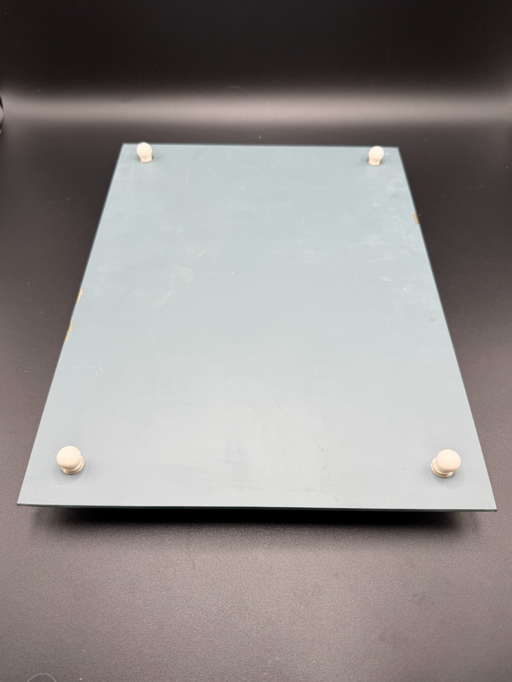 Mirrored Vanity Tray with Glass Rod Rails & Chrome Trim Vintage