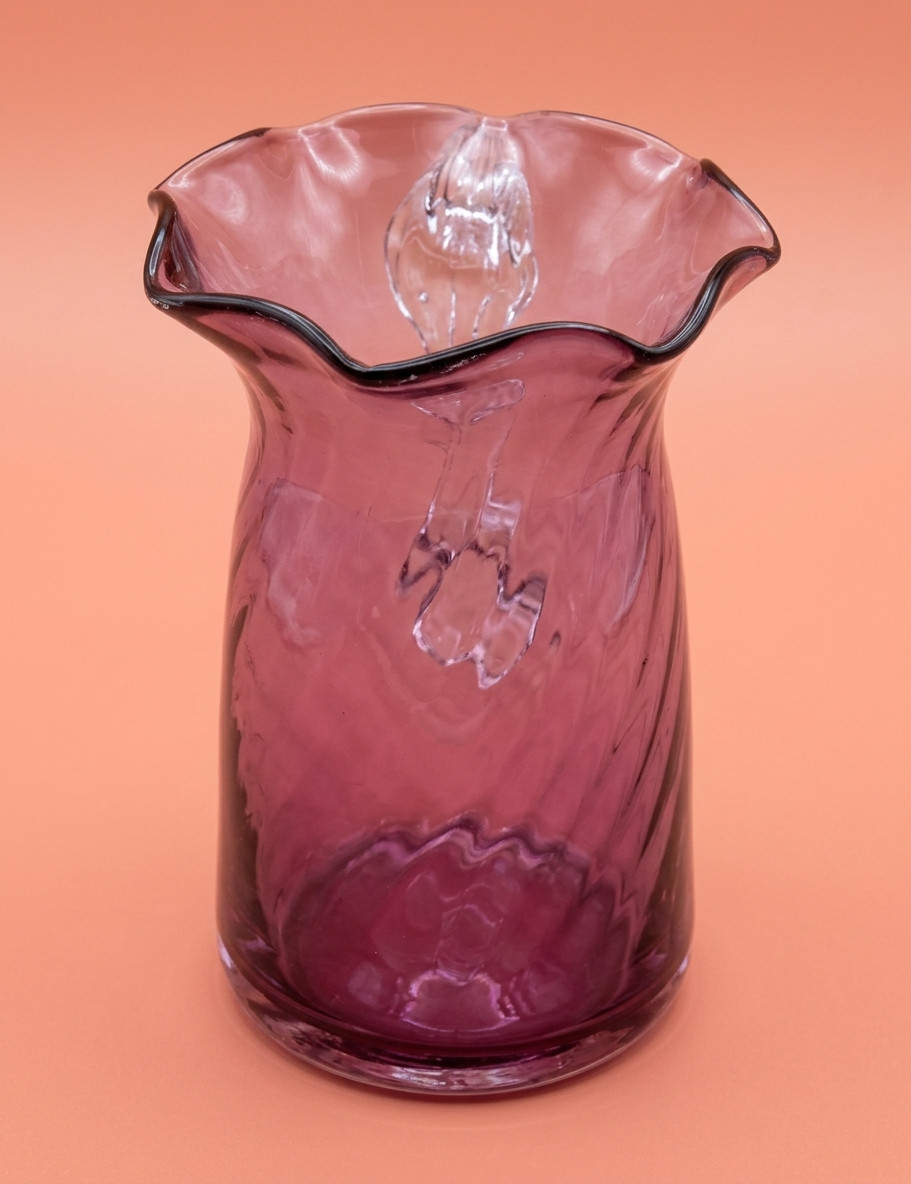VTG Pilgrim Glass Optic Swirl Ruffle-Rim Pitcher