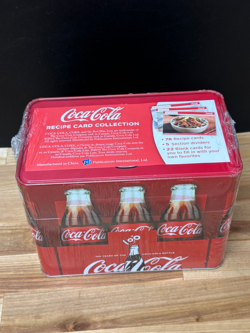 Coca Cola Recipe Card Collection Tin 2015 100 Years Bottle New Sealed