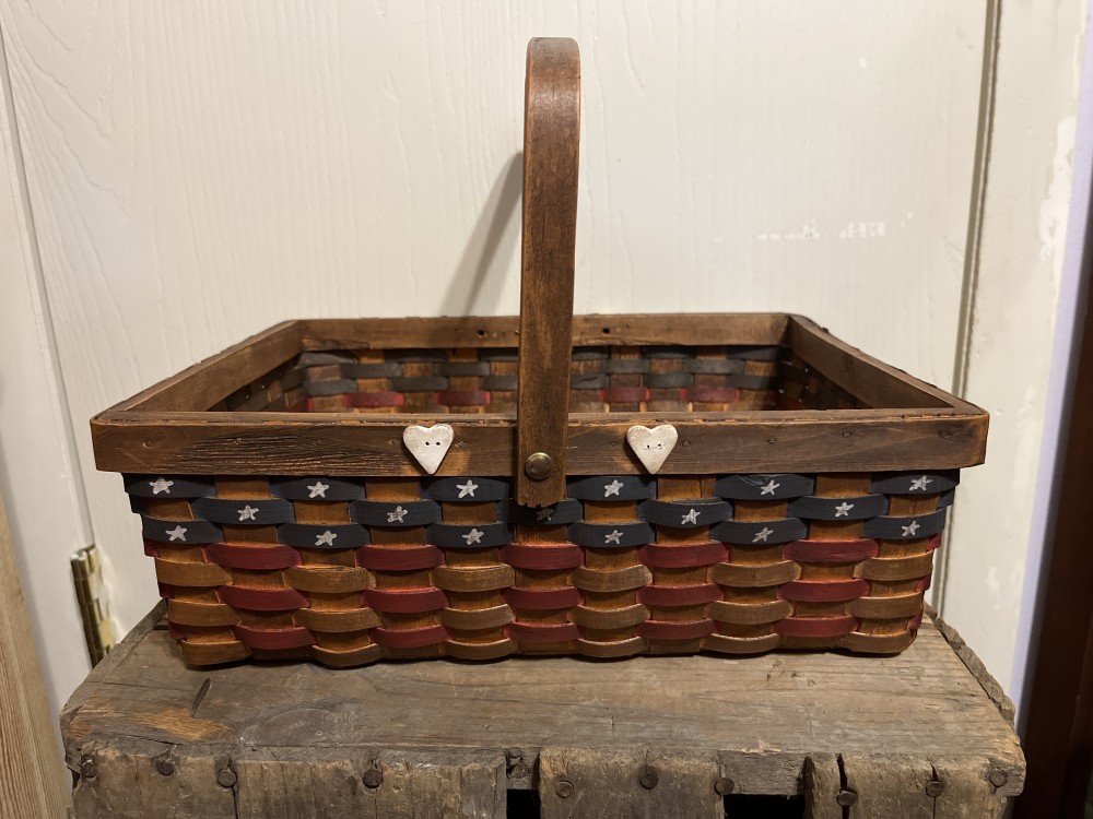 Patriotic basket - hand painted