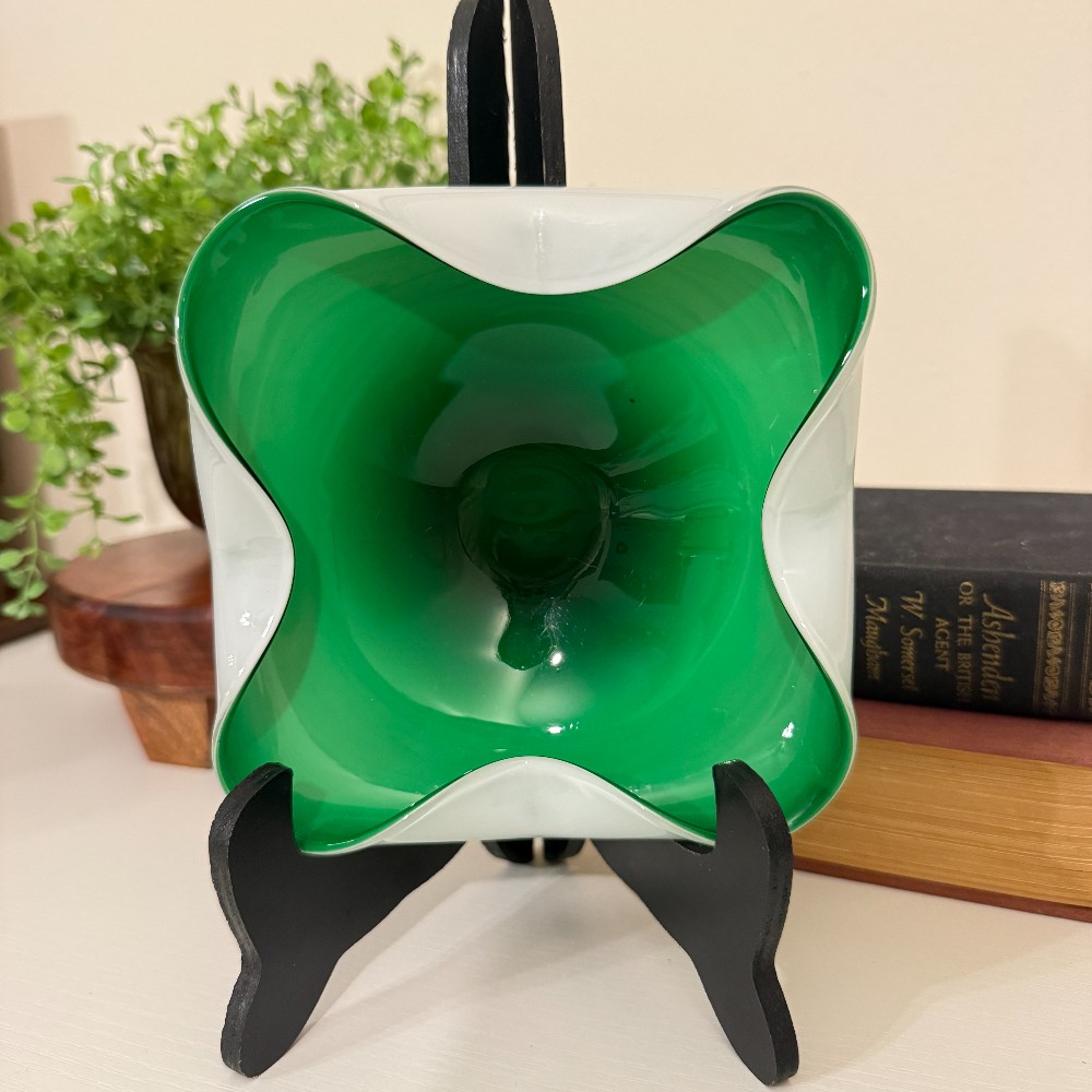MCM Green & White Cased Glass Bowl, Japan