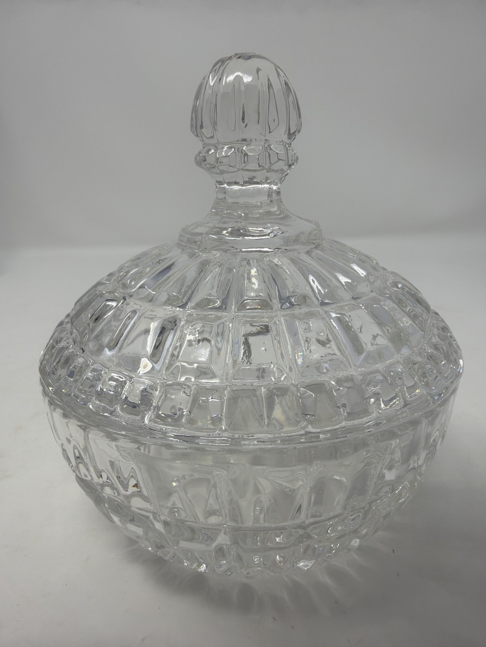 Vtg Clear Glass Lidded Dish