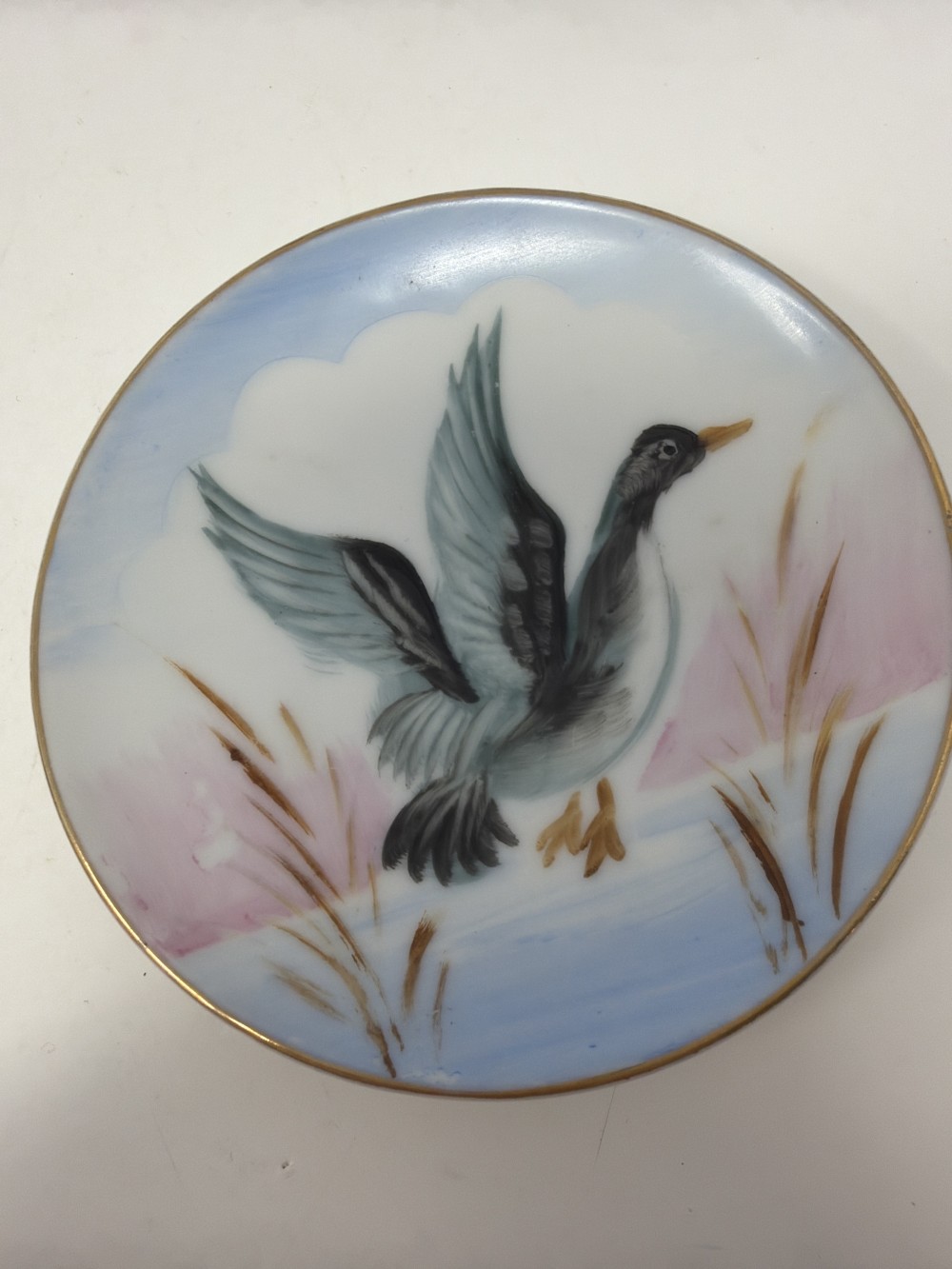 Vtg Hand-Painted Duck Mini Plate