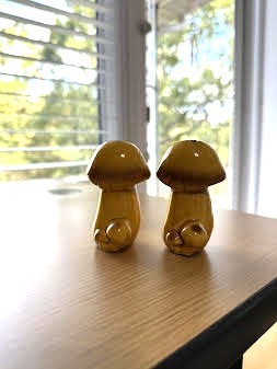 1970s Golden Mushroom Salt Pepper Set