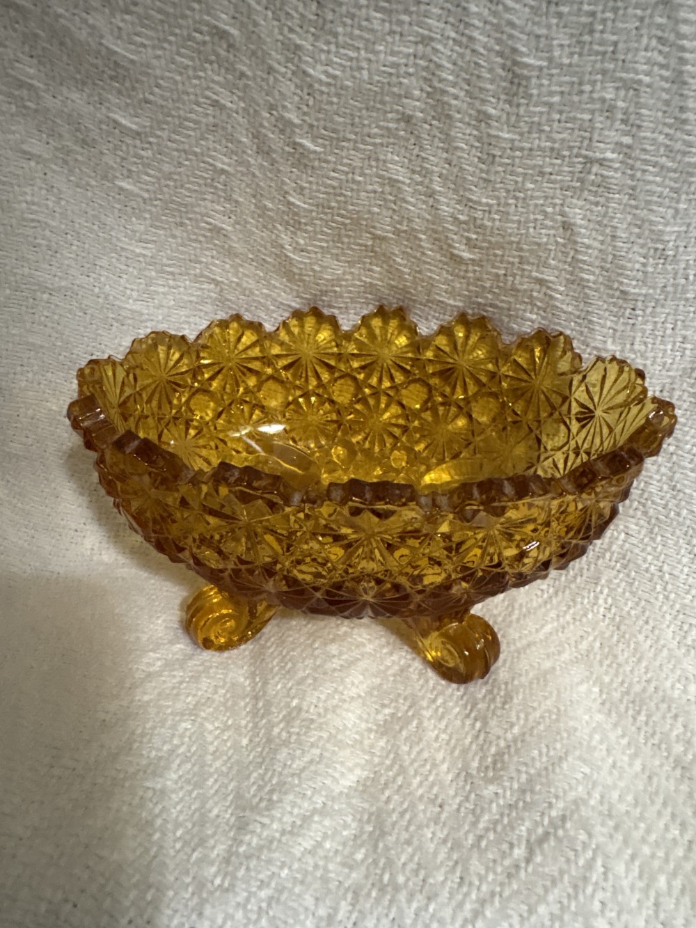 Vintage Fenton Amber Oval Footed Bowl