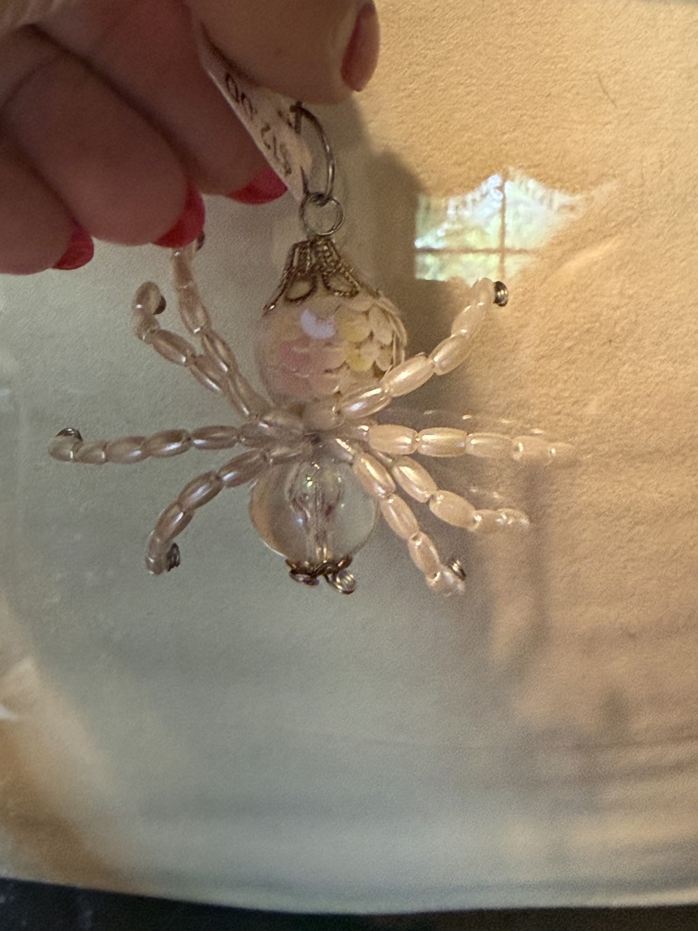 Ornament - Spider Sequin Clear Pearl