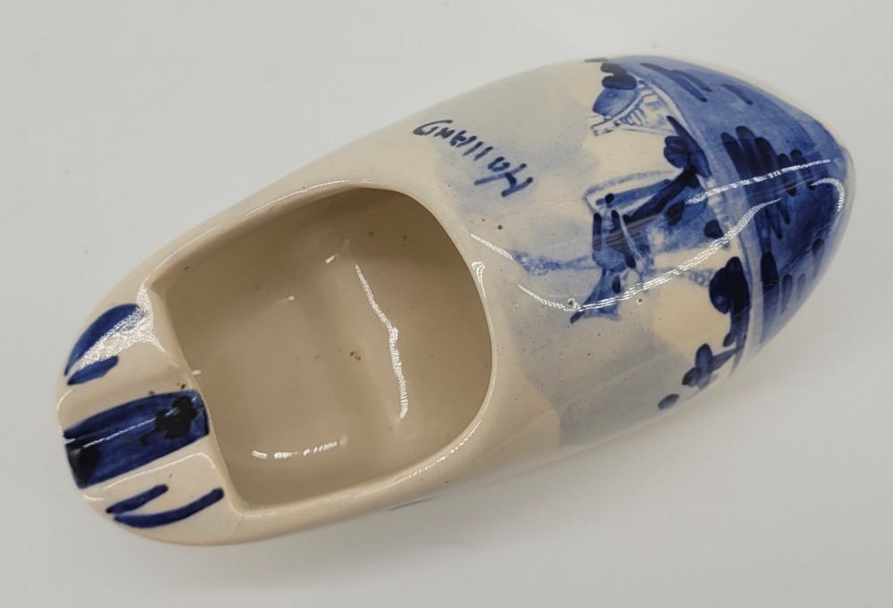 VTG 1960s Delft Blue Ceramic Ash Tray Shoe
