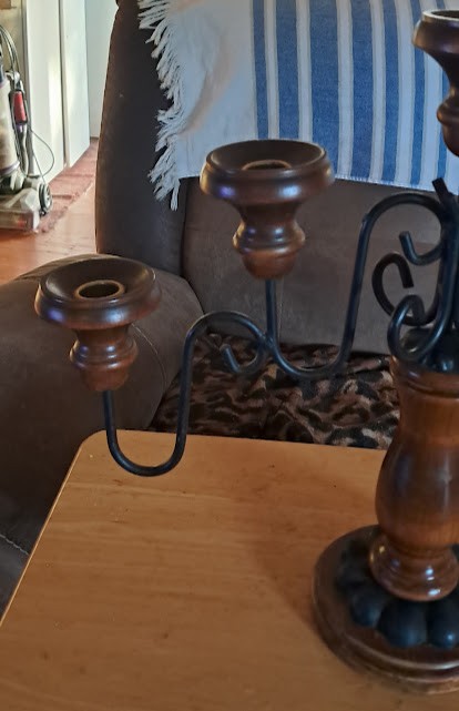Wooden Candelabra, 5 Arm