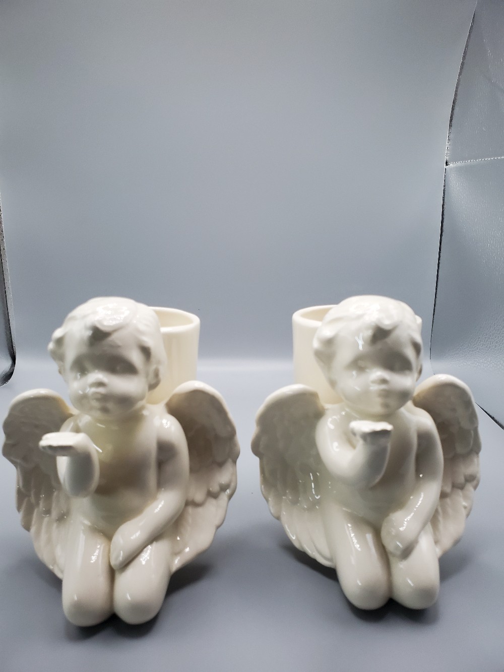 Vintage Angel Cherub Ceramic Planter Pair