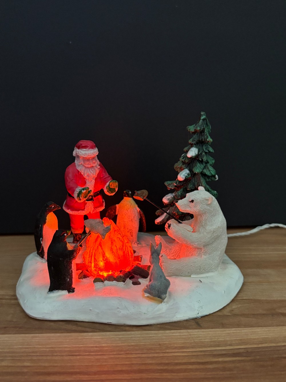 Lemax Fireside Fun Lighted Campfire Santa Polar Bears Christmas Village 4 Piece Set