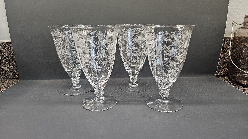 Vintage 1940-73 Fostoria Chintz etched iced tea tumbler(set 4)